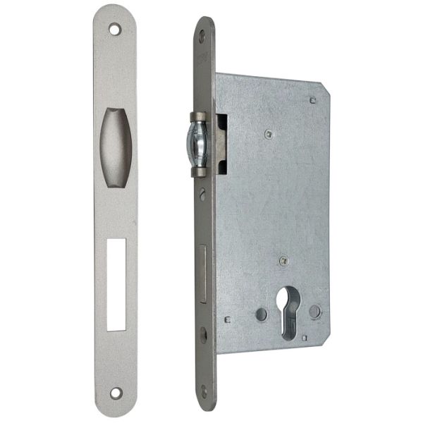 486 rolling latch lock PZ/D55, face plate rounded i 24x232mm, titan