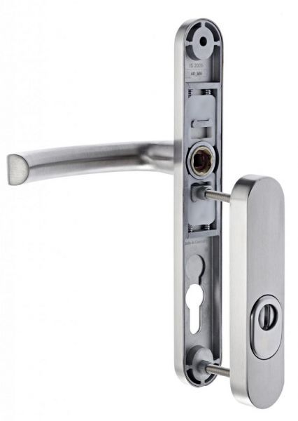 2007/7258 composite rose/backplate security set ES1 with cylinder guard, stainless steel