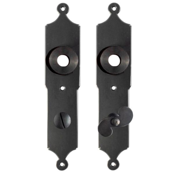 Set of backplates with WC knob 0021, black forged iron, HANDMADE
