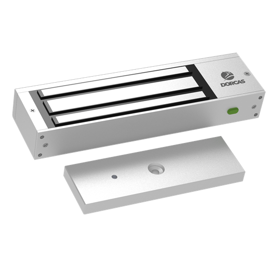 Elektromagnēts ar pretplāksni, LED indikatoru un monitoringa kontaktu, 12-24V DC, 5000N