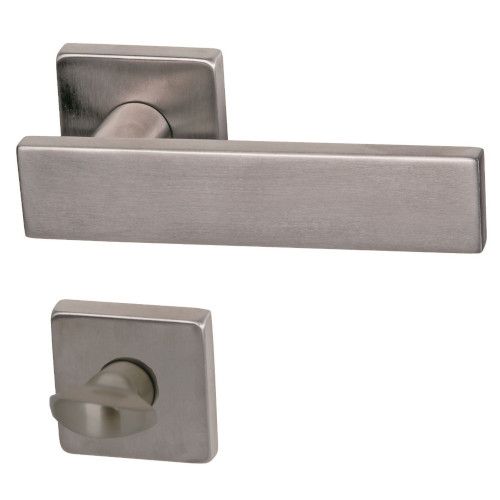 Malibu-Square handle/rose set. WC, stainless steel
