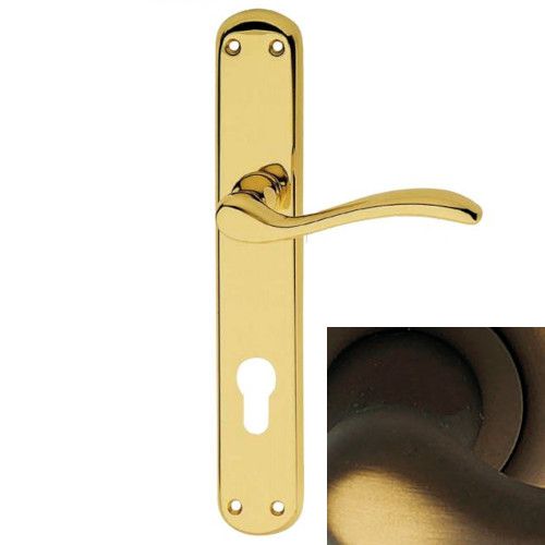 ONDA handle set with backplates PZ, brass matt bronzed