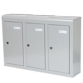 Horizontal letterbox bank of 3, grey