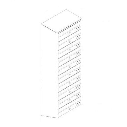 Vertikālais pastkastīšu bloks ar 10 sekcijām, pelēks