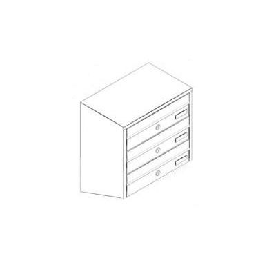 Vertikālais pastkastīšu bloks ar 3 sekcijām, pelēks