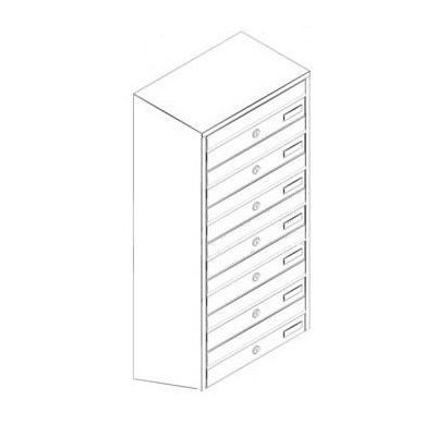 Vertikālais pastkastīšu bloks ar 7 sekcijām, pelēks