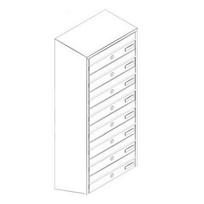 Vertikālais pastkastīšu bloks ar 8 sekcijām, pelēks