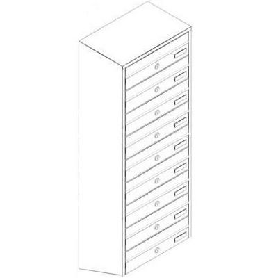 Vertikālais pastkastīšu bloks ar 9 sekcijām, pelēks