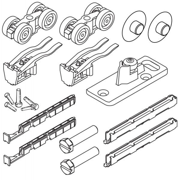 HAWA Porta 100 HM/HMD sliding door hardware set for 1 leaf, w/o track, black finish