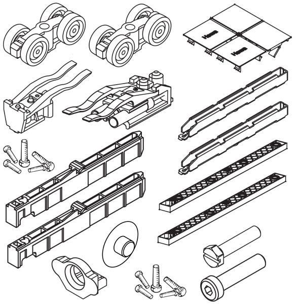 HAWA Porta 100 HM/HMD Acoustics bīdāmo durvju garnitūra 1 vērtnei, bez sliedes