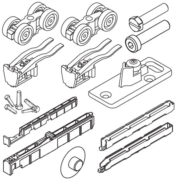 HAWA Porta 60 HMT Pocket bīdāmo mehānismu garnitūra 1 vērtnei, bez sliedes