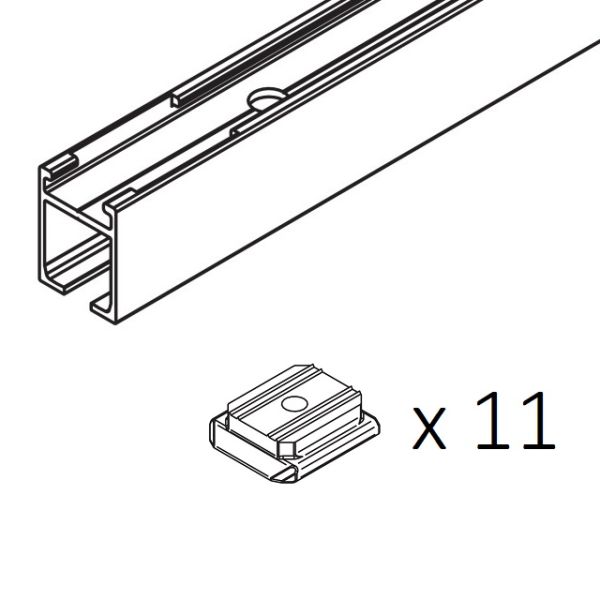 HAWA Porta 60/100 Pocket augšējās sliedes komplekts, anodēts alumīnijs, 2500mm 