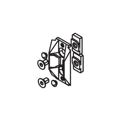 Centering assembly for all glass sliding doors, to wall profile, plastic black