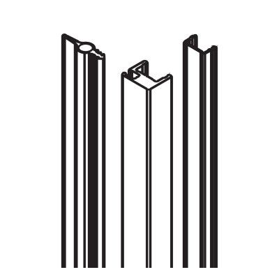 Vertical sealing profile (set) set for fixed glass with glass distance, 3500mm, anodized