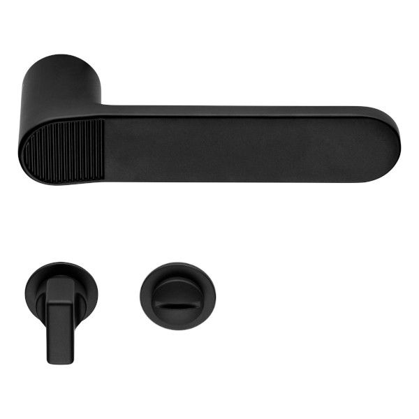 QUID ZINCRAL handles with round WC roses, matt black RAL9005