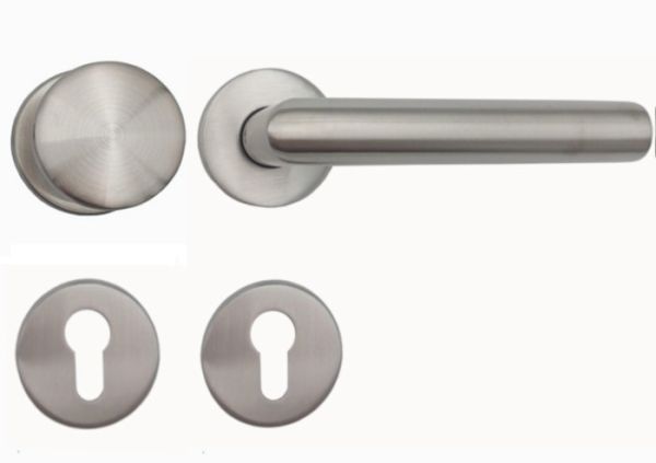 RIVA 108 WE door handle set with roses PZ and doorknob K7, 8mm, class 4, stainless steel