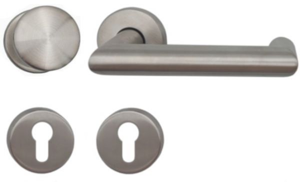 RIVA 136 FS WE fire safety door handle set with roses PZ and door knob K7, 9mm, class 4, stainless steel