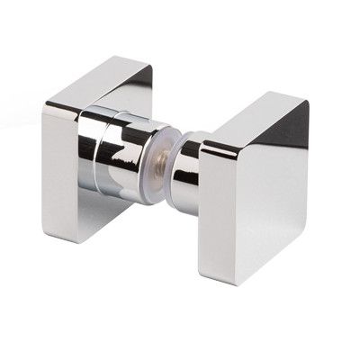 Double-sided door knob for glass doors, 35 x 35 mm, bright chrome-plated