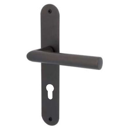 RONNY II-LS Plano handle set with rounded backplates PZ/72mm, black steel look