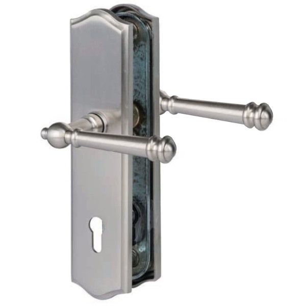 SICURA MOUNT ārdurvju uzlikas ar abpusējiem rokturiem PZ/72, misiņš matēts nerūs.tērauda tonī NTM