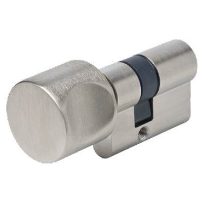 Profililindrs ar pogu stikla durvju garnitūrai, P26/18, poga slēdzenei pretējā (garajā) pusē, niķelēts