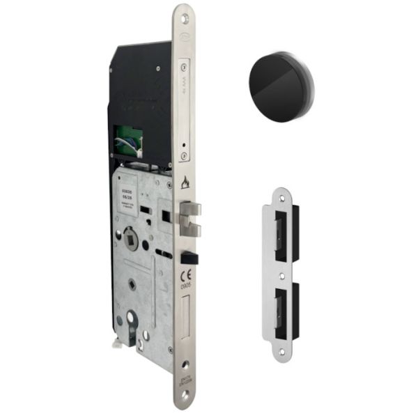 SKY SYSTEM electronic mortise lock for fire-proof panic doors, PZ/72mm, stainless steel, OUTSIDE LEFT