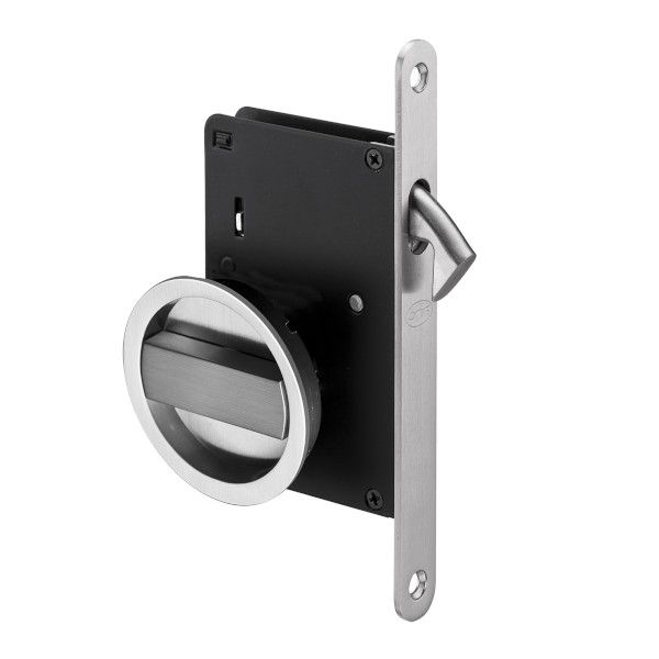 Lock for sliding doors 20.937 with WC knob, nickel-plated, satin (NS)