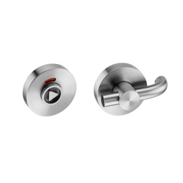 SM.029 Bathroom latch with indicator, emergency opening from the outside with triangular key, stainless steel satin