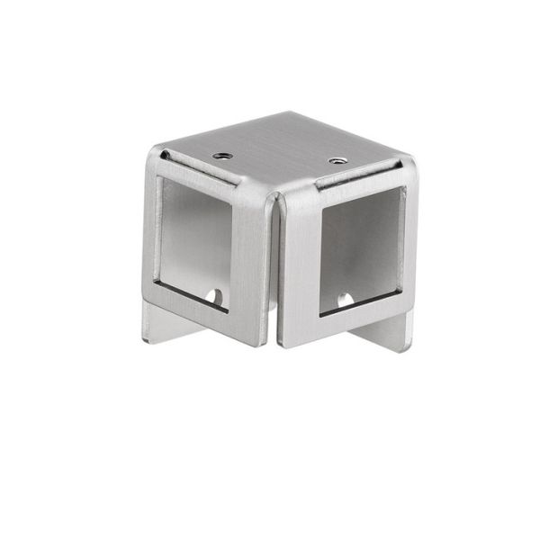 SM.062 Upper panel holder for square tube connection at 90º, stainless steel satin