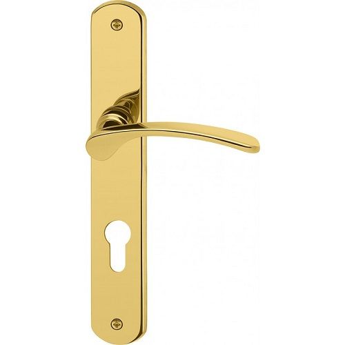 Amata-LS handle set with backplates PZ/72 mm, polioshed brass