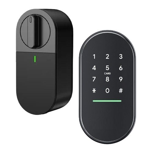 Viedā durvju slēdzene uzskrūvējama rozešu garnitūrām + koda panelis TTlock, melns