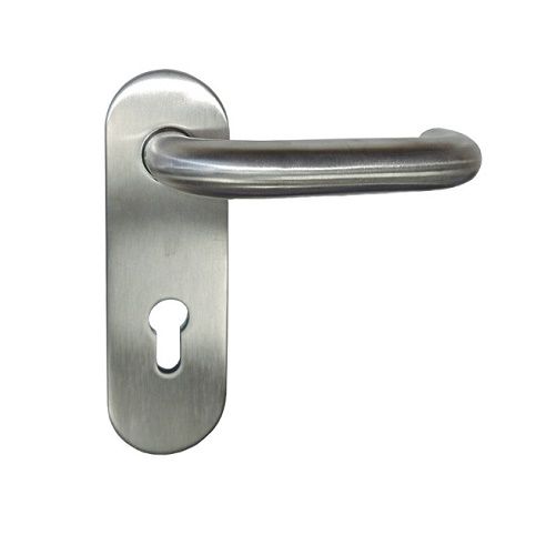 Fire safety door handle (outer) TARGA/K-103 FS with short backplate PZ 9/72, stainless steel
