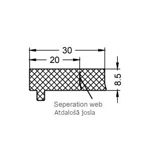 TD 8/30-20 blīvējums ZERO slieksnim, melns