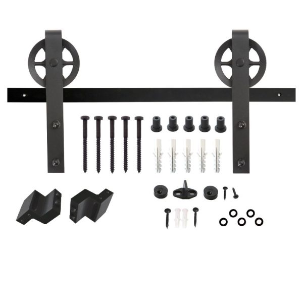 Mehānismu sistēma bīdāmām durvīm, 200 cm SPOKE WHEEL 340 mm, melna